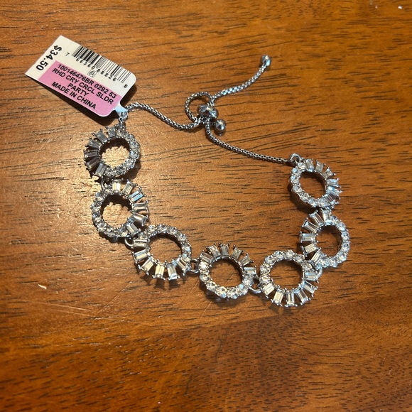NWT INC Silver-Tone Mixed Crystal Circle Slider Bracelet - Picture 2 of 5